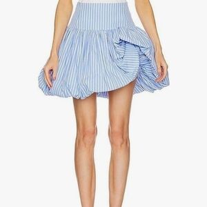 Y2K Elegant Asymmetrical Blue Striped Skirt Size L NWOT.